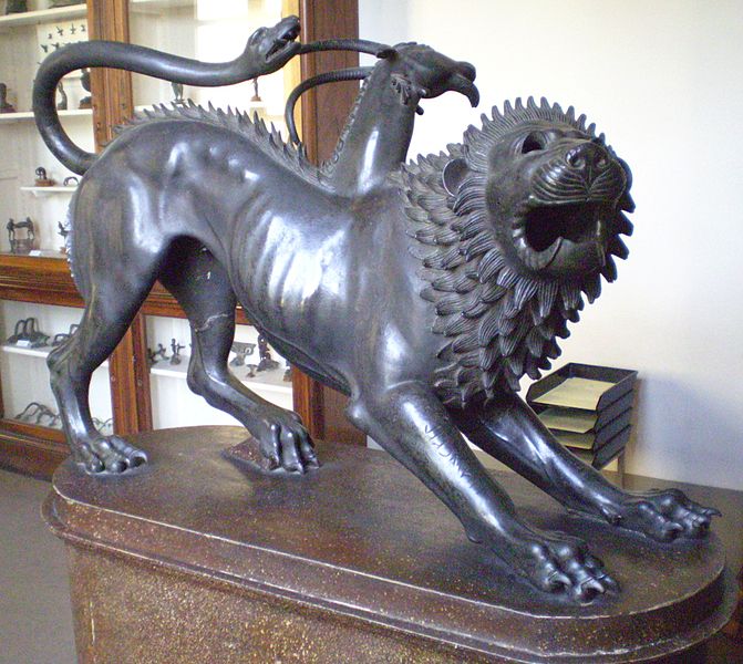 Chimera di Arezzo, Etruscan statue of the Chimera, cast in bronze.