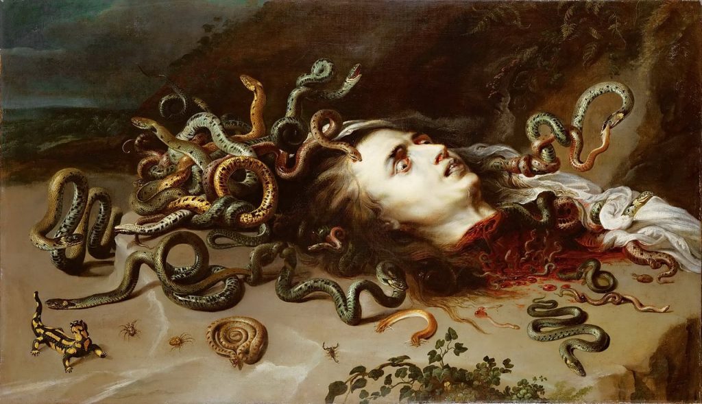 Painting of the Medusa's severed head by Peter Paul Rubens